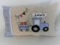 Preview: ★ 35x23 cm Kissen Geburt Kita Einschulung Taufe Traktor Trecker Name ★ von Lüttentüddel