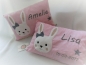Preview: ★ 35x23 cm Kissen Geburt Hase Mädchen Name ★ von Lüttentüddel