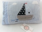 Preview: ★ 35x23 cm Kissen Geburt Taufe Einschulung Boot Segelboot Name ★ von Lüttentüddel