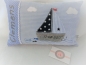Preview: ★ 35x23 cm Kissen Geburt Taufe Einschulung KITA  Boot Segelboot Name Schmusekissen ★ von Lüttentüddel