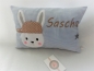 Preview: ★ 35x23 cm Kissen Geburt Hase Junge Name Geburt Einschulung Taufe ★ von Lüttentüddel