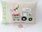 Preview: ★ 35x23 cm Kissen Geburt Traktor Trecker Name ★ von Lüttentüddel