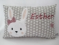Preview: ★ 35x23 cm Kissen ★  Einschulung KITA Sterne Taufe Geburt Hase Mädchen Name ★ von Lüttentüddel ★