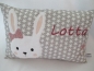 Preview: ★ 35x23 cm Kissen ★  Einschulung KITA Sterne Taufe Geburt Hase Mädchen Name ★ von Lüttentüddel ★