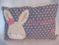 Preview: ★ 35x23 cm Sterne Kissen Geburt Hase  Mädchen Name ★ von Lüttentüddel