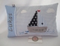 Preview: ★ 35x23 cm Kissen Geburt Taufe Einschulung KITA Boot Segelboot Wunschname ★ von Lüttentüddel
