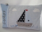 Preview: ★ 35x23 cm Kissen Geburt Boot Segelboot Name Kita Genschen Einschulung Taufe Geburtstag ★ von Lüttentüddel