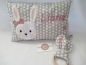 Preview: ★ 35x23 cm Kissen ★  Einschulung KITA Sterne Taufe Geburt Hase Mädchen Name ★ von Lüttentüddel ★