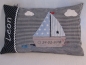 Preview: ★ 35x23 cm Kissen Geburt Boot Segelboot Name Kita Genschen Einschulung Taufe Geburtstag ★ von Lüttentüddel
