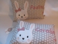Preview: ★ 35x23 cm Kissen Geburt Hase Mädchen Name ★ KITA Einschulung Taufe Geschenk Geburtstag Wunschname Name von Lüttentüddel