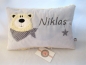 Preview: ★ 35x23 cm Kissen Schmusekissen Geburt Bär Name ★ von Lüttentüddel