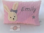 Preview: ★ 35x23 cm Kissen Geburt Hase Schleife Mädchen Name  Einschulung Taufe Schmusekissen Kissen to go...★ von Lüttentüddel