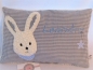 Preview: ★ 35x23 cm Kissen Geburt Hase Junge Halstuch Name ★ von Lüttentüddel