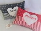 Preview: ★ 35x23 cm Kissen Geburt Taufe Geschenk Anker Streifen Herz Name ★ von Lüttentüddel