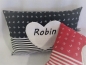 Preview: ★ 35x23 cm Kissen Geburt Taufe Geschenk Anker Streifen Herz Name ★ von Lüttentüddel
