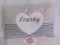 Preview: ★ 35x23 cm Kissen Geburt Taufe Geschenk Anker Streifen Herz Name ★ von Lüttentüddel