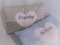 Preview: ★ 35x23 cm Kissen Geburt Taufe Geschenk Anker Streifen Herz Name ★ von Lüttentüddel