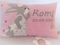 Preview: ★ ca. 35x25 cm Kissen Hase Schmusehase Baby Wunschname Geburt Taufe Einschulung Reisekissen  ★ von Lüttentüddel