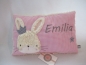Preview: ★ 35x23 cm Kissen Geburt Hase Krone Mädchen Name Einschulung Geburt Reise Taufe★ von Lüttentüddel