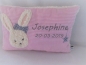 Preview: ★ 35x23 cm Kissen Geburt Hase Schleife Mädchen Name  Einschulung Taufe Schmusekissen Kissen to go...★ von Lüttentüddel