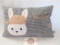 Preview: ★ 35x23 cm Kissen Geburt Hase Junge Name ★ von Lüttentüddel Einschulung Taufe KITA Geburt Geburtstag