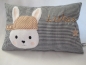 Preview: ★ 35x23 cm Kissen Geburt Hase Junge Name ★ von Lüttentüddel Einschulung Taufe KITA Geburt Geburtstag