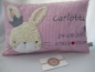 Preview: ★ 35x23 cm Kissen Geburt Hase Krone Mädchen Name Einschulung Geburt Reise Taufe★ von Lüttentüddel