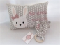 Preview: ★ 35x23 cm Kissen ★ Geburt Hase Mädchen Name ★ von Lüttentüddel ★ Einschulung Kindergarten Taufe