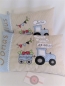 Preview: ★ 35x23 cm Kissen Geburt Kita Einschulung Taufe Traktor Trecker Name ★ von Lüttentüddel