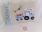 Preview: ★ 35x23 cm Kissen Geburt Kita Einschulung Taufe Traktor Trecker Name ★ von Lüttentüddel
