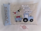 Preview: ★ 35x23 cm Kissen Geburt Kita Einschulung Taufe Traktor Trecker Name ★ von Lüttentüddel