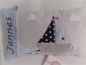 Preview: ★ 35x23 cm Kissen Geburt Einschulung KITA Kissen to Go Schmusekissen Taufe Boot Segelboot Name ★ von Lüttentüddel