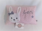 Preview: ★ 35x23 cm Kissen Geburt Hase Mädchen Name Herzen Einschulung Geburt Taufe ★ von Lüttentüddel