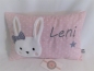Preview: ★ 35x23 cm Kissen Geburt Hase Mädchen Name Herzen Einschulung Geburt Taufe ★ von Lüttentüddel