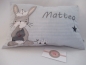 Preview: ★ ca. 35x25 cm Kissen kleiner Hase Matrose Baby Wunschname Geburt Taufe Einschulung KITA Schmusekissen Reisekissen von Lüttentüddel