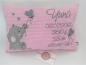 Preview: ★ ca. 35x25 cm Kissen kleiner Elefant Baby Wunschname Geburt Taufe Einschulung Kita Reisekissen Schmusekissen von Lüttentüddel