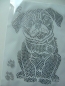 Preview: Mops Hund 3 Pfoten Strass Bügelbild Hotfix Hotglue