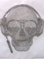 Preview: Skull DJ Kopfhörer Bügelbild STRASS  Hotfix  Disko Party Shirt Jacke Tasche