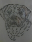 Preview: Rottweiler Hund Hotfix Bügelbild Strass für T-Shirt Hundezucht Hundeleine HundesofaHotglue Bügelbild Bügelmotiv