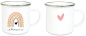 Preview: Tasse Emailletasse Regenbogen, Mädchen, Einschulung KITA Wunschname, Dankeschön, Geburtstag, Abschied, Jubiläum, Geschenk, Kommunion, Firmung Konfirmation, Becher von Lüttentüddel
