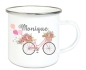 Preview: Tasse Emailletasse Fahrrad Luftballons Blumen Wunschname, Dankeschön, Abschied, Jubiläum, Geschenk, Becher von Lüttentüddel