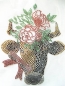 Preview: Kuh mit Rosen Hotfix Hotglue Bügelbild Bügelmotiv Strass Zauberstrass