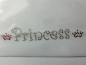 Preview: Princess Bordüre Krone Schriftzug Strass Hotglue Hotfix Bügelbild