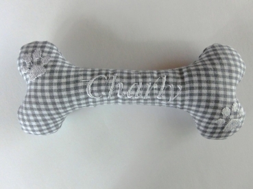 Preview: ♥ Hundeknochen Knochen aus Stoff Wunschname Stickerei Lüttentüddel