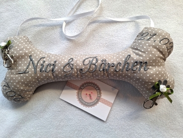♥ Ringkissen Knochen Punkte Wunschname Stickerei Hochzeit Hochzeitsknochen Just Married I Do
