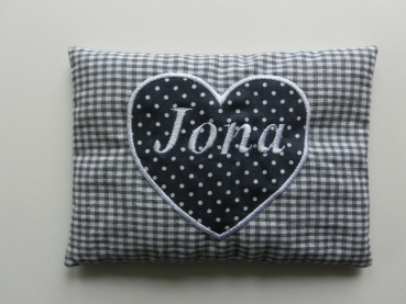 Preview: ♥ Herz Punkte Wunschname Körnerkissen Wärmekissen Dinkel Lavendel von Lüttentüddel