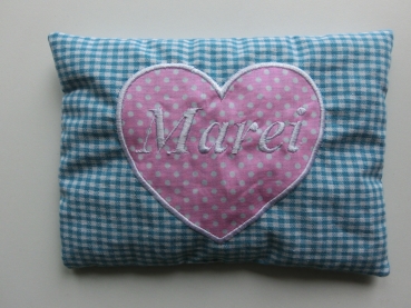 Preview: ♥ Herz Punkte Wunschname Körnerkissen Wärmekissen Dinkel Lavendel von Lüttentüddel