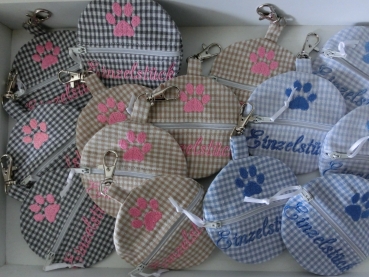 Preview: ♥ PFOTE Wunschname POOP BAG HUND KOTBEUTEL BESTICKT Vichy