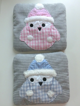 Preview: ♥ Winter Eule Körnerkissen Wärmekissen Dinkel Wunschfarbe Name