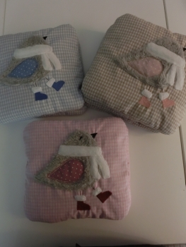 ♥ Spatz Körnerkissen Wärmekissen Dinkel Wunschfarbe Name von Lüttentüddel